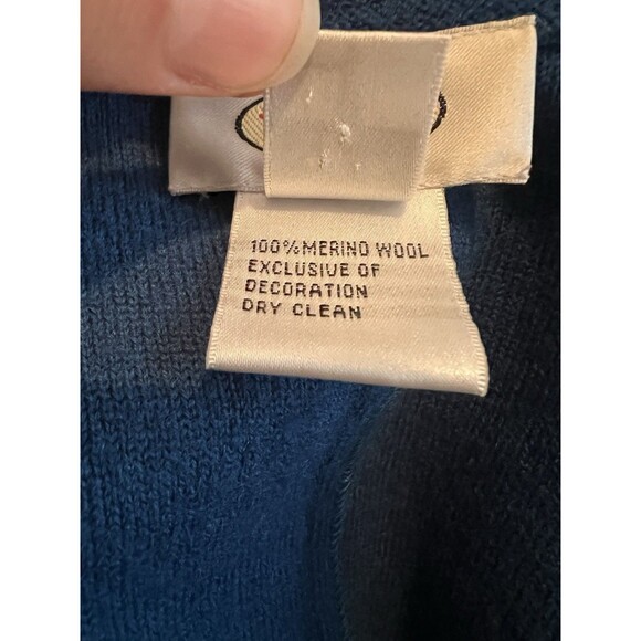 Vintage Talbots Royal Blue Merino Wool Blazer Coat Velvet Trim Size Large - Picture 6 of 8